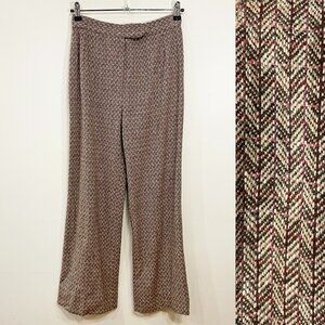 EUC Vintage Herringbone Wide Leg Cropped Trouser Brown tag 8, 4 fit